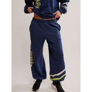 Relaxed Navy Wide-Leg Women's Track Pants